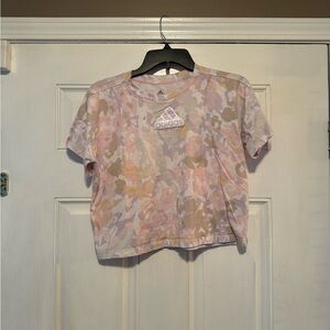 adidas Pastel Camo Cropped Tee in Pink & Lavender
